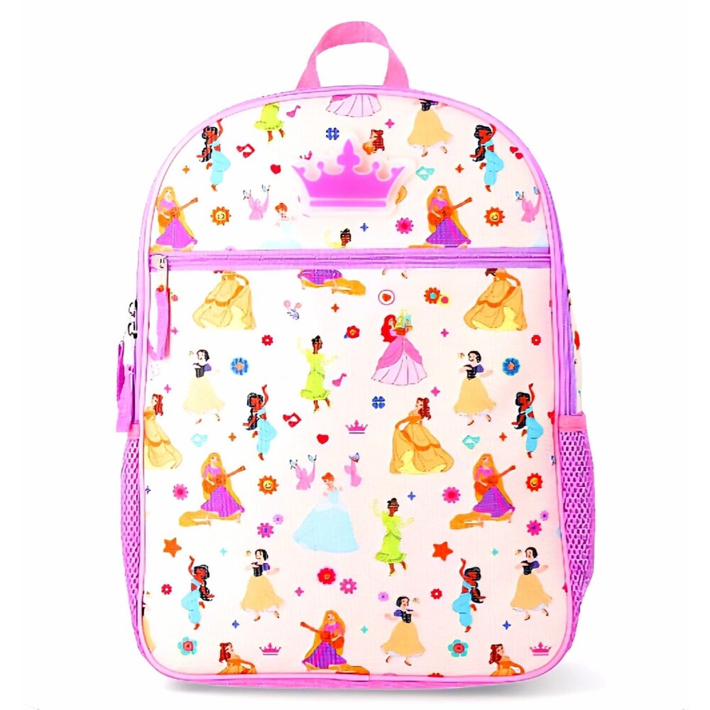 Disney Princess Backpack w Light Up Crown Pink & White School Travel BRAND NEW!